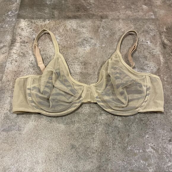 delicates size 36c y2k beige mesh overlay zebra print bra - Picture 1 of 7